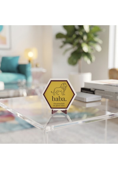 Hayatımdaki En Güzel İsim Temalı Dekoratif Obje, Kitaplık Ve Raflar İçin Butik Tasarım 10x10 Cm, Sarı