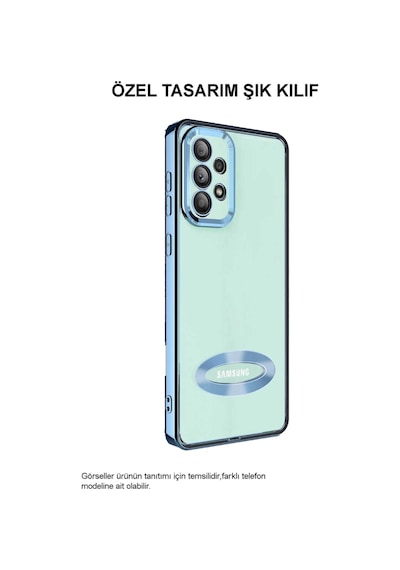 Samsung Galaxy Uyumlu A04E Yanları Renkli Lens Korumalı Logo Gösteren Luxury Silikon Kapak - Rose Gold