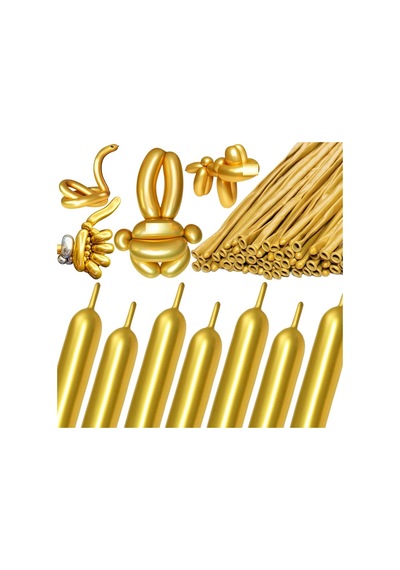 Yüksek Kalite 100 Adet Gold Sosis Balon Metalik Gold Sosis Balon Parlak Sosis Balon Şekil Balonu Altın