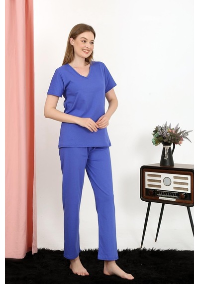 Akbeniz Kadın Kısa Kol Pamuk Penye Pijama Takım Saks 4213-saks Saks Akbeniz Kadın Kısa Kol Pamuk Penye Pijama Takım Saks 4213-saks Saks