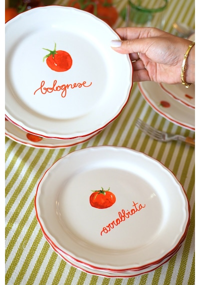 Rakle x Bengi Kurtcebe Pomodoro Stoneware 4'lü Meze Tabağı Seti 21 cm