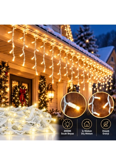 Ack Lüks Seri Yılbaşı Süsleri Dış Mekan Led Saçak Işık 3000k As90-00200f Flashlı