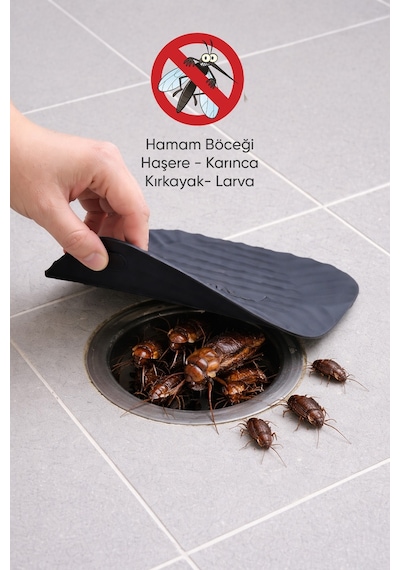Siyah Kare Ve Siyah Evye Silikon Gider Kapağı 2'li Set Koku Önleyici Banyo Mutfak Gider Tıkacı