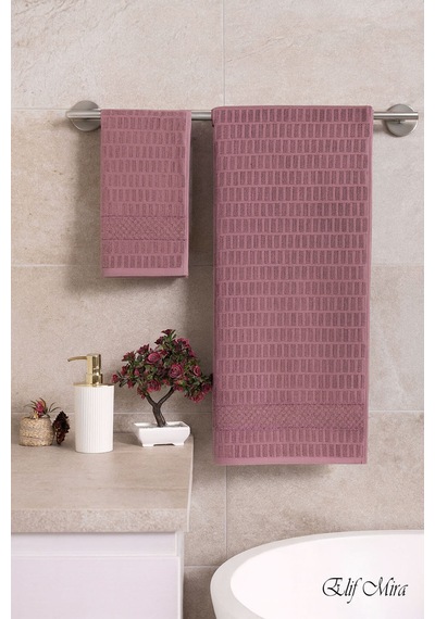 Banyo Havlu Seti %100 Pamuk 2 Parça 50 90 + 90 150 Cm Soft Comfort Mürdüm