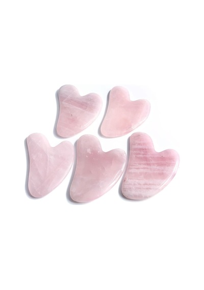 Lovelybird El Yapımı Doğal Gül Kuvars/yeşil Yıldız Taşı Gua Sha Guasha Hamam Masaj Aleti, Akupunktur Terapisi İçin Kalp Şeklinde Eyer Tahtası 2 Adet/set