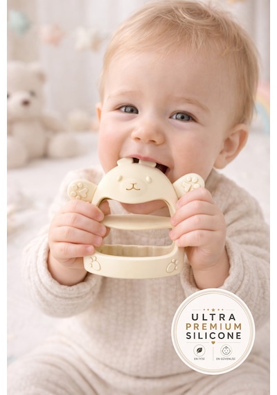 Tgm Baby Ultra Premium Silikon Tavşan Eldiveni Diş Kaşıyıcı Özel Taşıma Kablı Krem