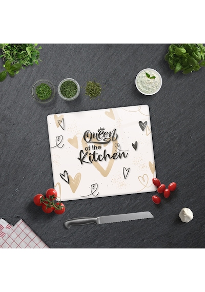 Cam Kesme Tahtası|Queen Of The Kitchen Love|29cm x 34cm