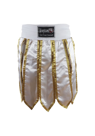 Dragondo Mt3031 Muay Thai Kick Boks Şortu Taytlı Püsküllü Şort Beyaz