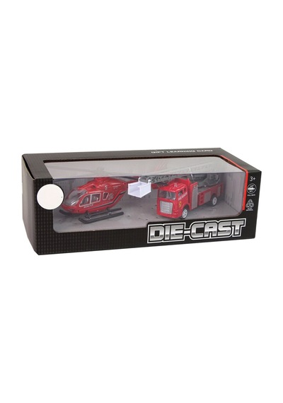 Die-cast Metal İtfaiye Ve Kurtarma Helikopteri Seti - Geri Çek Bırak Hareketli Oyuncaklar