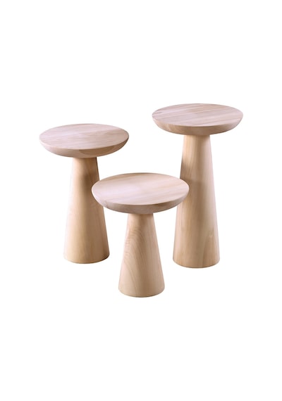 Mushroom 3'lü Zigon Sehpa Doğal Ahşap Rengi