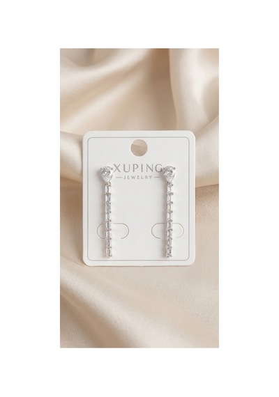 Xuping 14k Gold Rengi Kuyumcu İsçiligi Modern Tasarim Tas Detay Kararmaz Kadin Halka Küpe Beyaz - 926433105 Beyaz