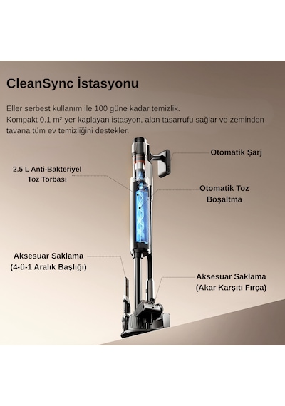 Uwant V600 600 W Motor Gücüne Sahip Otomatik Gri Dikey Süpürge