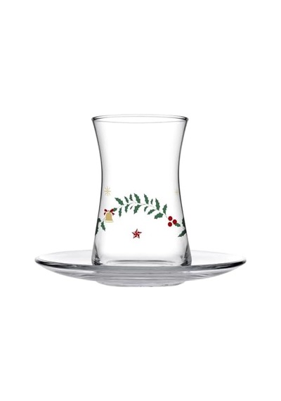 Sparkles Heybeli Çay Seti, 4 Kişilik, 170 Cc Bardak Ve 126 Mm Tabak, Yılbaşı Temalı