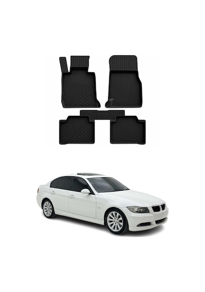 Bmw 3 Series E90 2005-2010 Uyumlu 4d Havuzlu Paspas Kauçuk Siyah 5 Parça