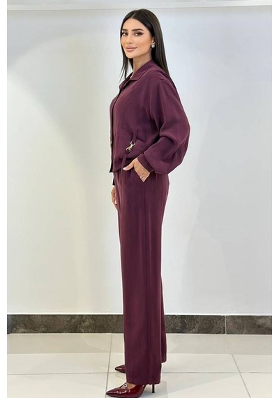 Fever Beli Lastikli Likralı Kadın Pantolon 352112009 Mürdüm