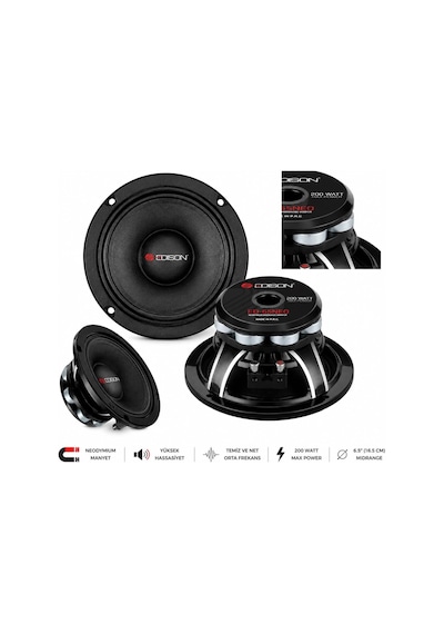 Tr Edison Ed-65neo 6.5 İnç Pro Neodyum Midrange Hoparlör, 300 Watt Rms, 600 Watt Maksimum, 130 Hz 8 Khz, Neodyum