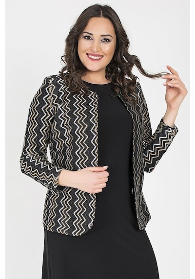 Ladies First Ladıes Fırst Büyük Beden 3153 Siyah Ceket+Elbise Ikili Takım
