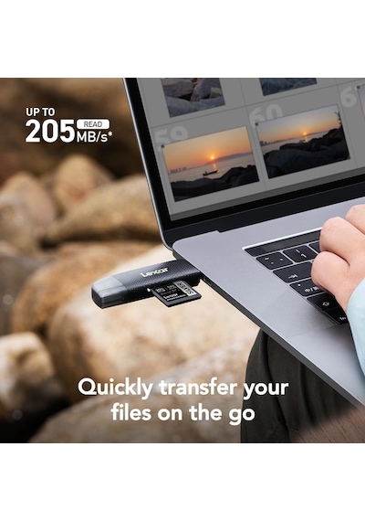 Lexar Çift Yuvalı Usb-a/c Okuyucu, 205mb/s'ye Kadar Aktarım Hızı,