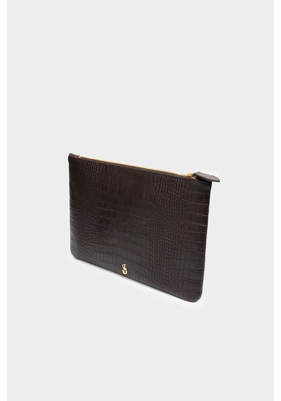 Açelyaokcu Premium Comet Handbag Hakiki Deri Portföy Clutch Çanta Kahverengi
