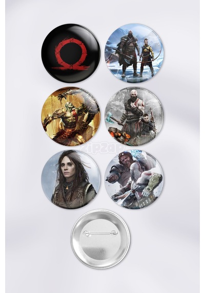 God Of War Kratos Video Oyun Bilgisayar Oyunu Çanta Süsü Rozet İğneli Buton Rozet Seti 6 Adet Çok Renkli