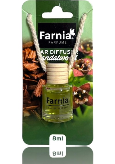 Farnia Yüksek Esanslı Askılı Araç Kokusu Edp Parfüm Sandal Ağacı 8 Ml
