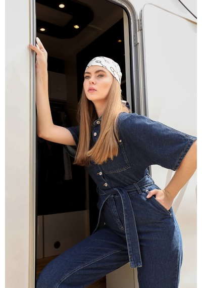Banny Jeans Kadın Yarasa Kol Jean Tulum Rins 001 Lacivert M