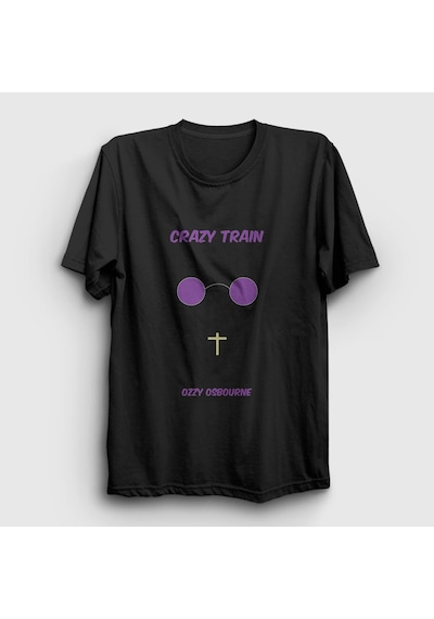 Presmono Unisex Crazy Train Ozzy Osbourne T-shirt Siyah