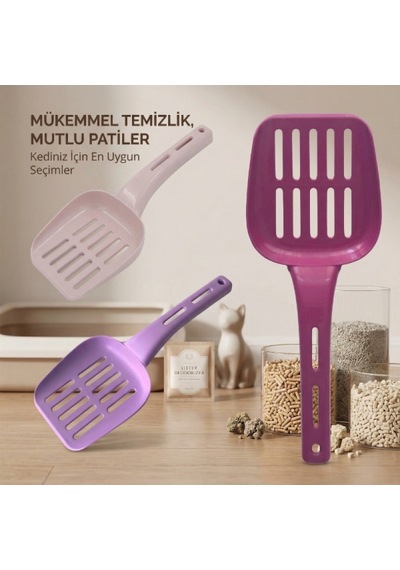 1 Adet Plastik Kedi Kumu Küreği Süzgeçli Ergonomik Saplı