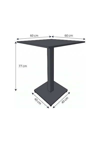 Kompakt Laminat Kare Cafe Retstoran Ve Ev Yemek Masası 60x60 Cm Füme Tablalı