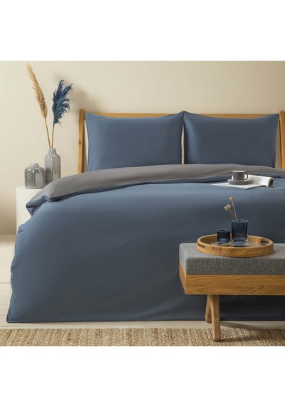 Bettıe %100 Pamuk King Size Nevresim Seti 230x220 Cm Mavı/koyu Grı Mavi/koyu Gri