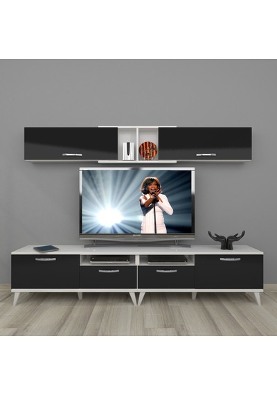 Decoraktiv Eko 5220 Mdf Retro Tv Ünitesi Tv Sehpası Beyaz - Siyah