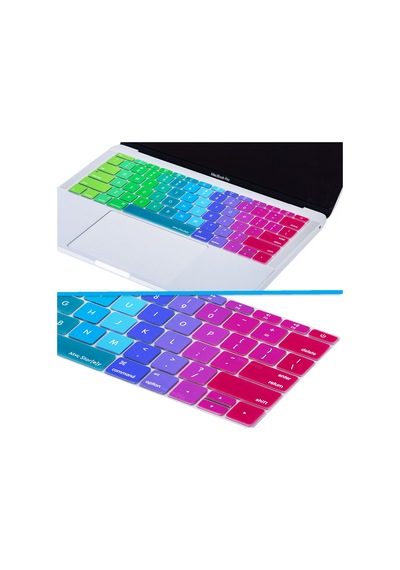 Apple Uyumlu MacBook Pro Klavye Koruyucu Us-abd İngilizce 12inç A1534 - 13inç A1708 İle Dazzle Pembe Yeşil