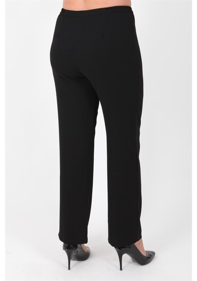Ladies First Ladıes Fırst Büyük Beden 3570 Siyah Klasik Dar Paça Pantolon Krep