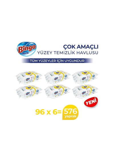Bingo Limon Kokulu Pratik Yüzey Temizlik Havlusu 6 x 96'lı