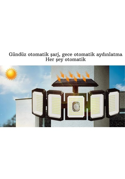 Monozone 300led Solar Güneş Enerjili Bahçe Duvar Lambası