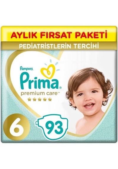 Prima Bebek Bezi Premium Care 6 Beden 13+ KG Aylık Fırsat Paketi 2 x 93 186 Adet 2'li