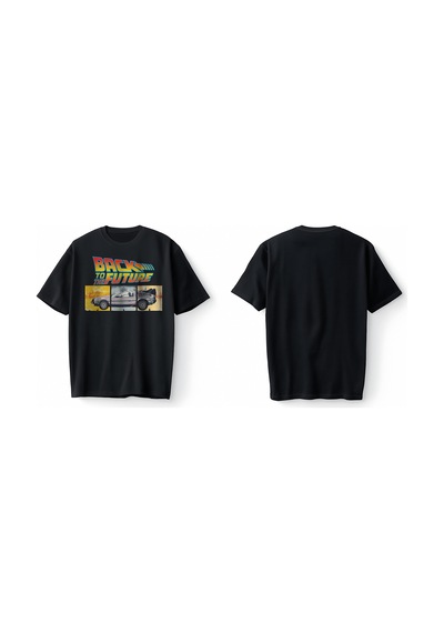 Bumeta Back To The Future Film Geleceğe Dönüş Oversize Unisex Tişört T-shirt Siyah
