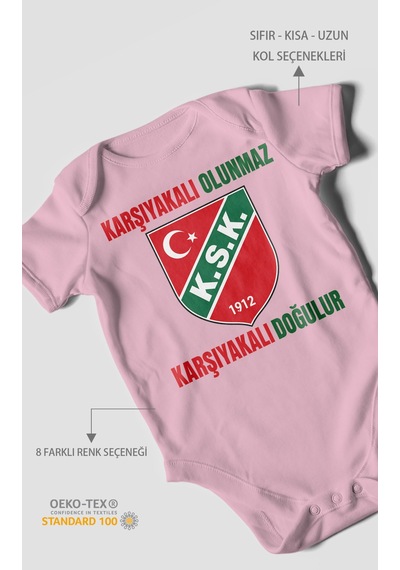 Morivokids Karşıyakalı Olunmaz, Mesajlı Kısa Kollu Bebek Body %100 Pamuk Koyu Pembe