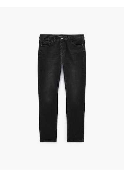 Koton Pamuklu Dar Kesim Normal Bel Skinny Jean Pantolon - Michael Jean Siyah 7wam40086nd
