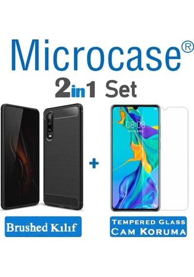 Microcase Huawei P30 Brushed Silikon Kilif + Cam (Seçiniz) 344633375