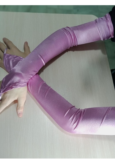 Saten Likralı Dans & Opera Eldiveni - 58 Cm Gül Kurusu Gülkurusu