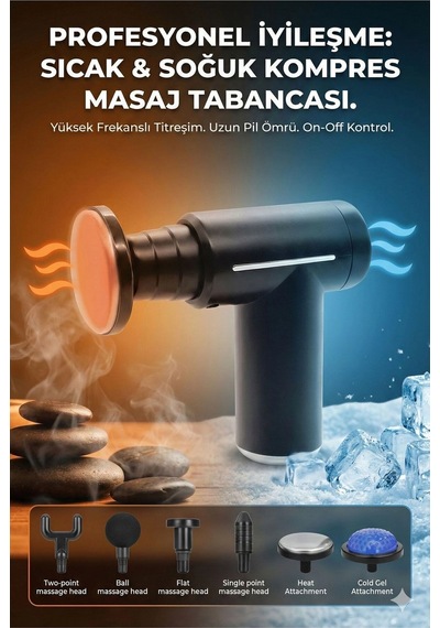 Şarjlı Masaj Tabancası Boyun Sırt Ve İçin Sıcak Soğuk Başlıklı Masaj Aleti Sporcu Masaj Çok Renkli