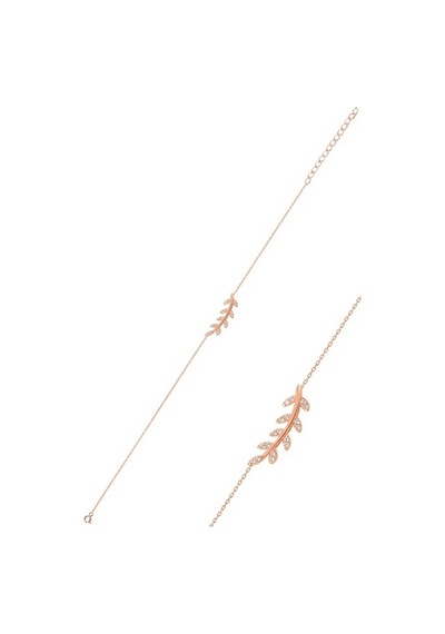 Gümüş Rose Zirkon Taşlı Yaprak Üçlü Set