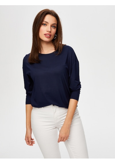 Yuvarlak Yaka Uzun Kol T-shirt B00019-1 B00019-120 Lacivert