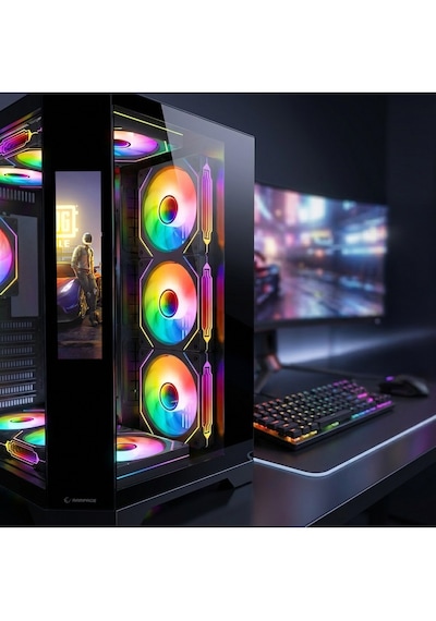 Nova 9.16'' Lcd Ekranlı Hub+kumanda Siyah 7x12cm Argb Pwm Fan Gaming Oyuncu Kasası
