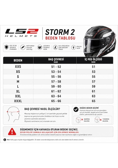 Kapalı Kask Ls2 Storm 2 Jeans Vizörlü 3XL