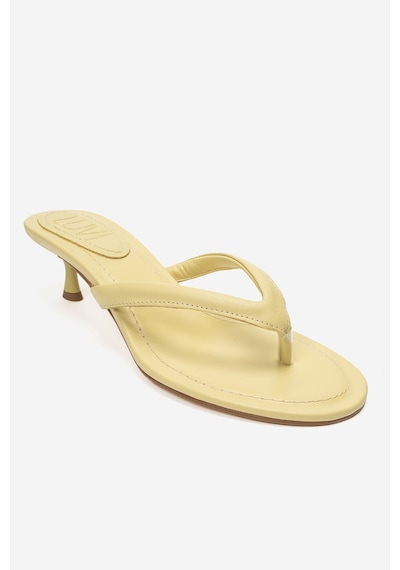 Luvi Shoes Norell Sarı Cilt Parmak Arası Kadın Topuklu Terlik