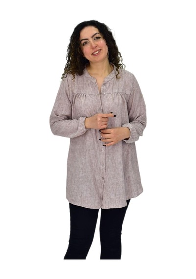 Baglan Kadın Kol Lastikli Bluz Bgl-st04645 VİZON