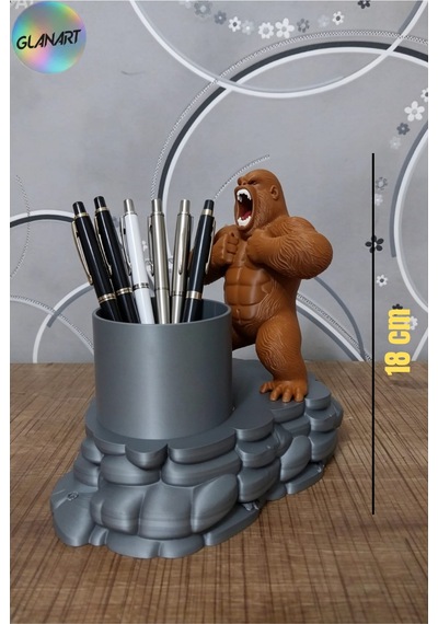 3 Boyutlu Goril Figürlü Masa Üstü Kalemlik 3d Filament 1 Adet