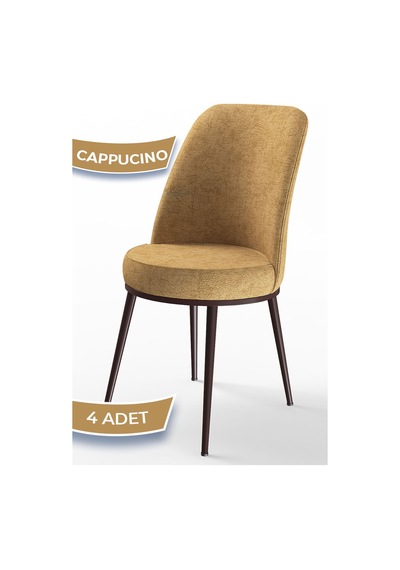 Canisa Concept Dexa Serisi Cappucino Renk 4 Adet Sandalye, Renk Cappucino, Ayaklar Kahverengi Cappuccino